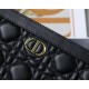 Dior CARO ZIPPED POUCH WITH CHAIN Supple Cannage Calfskin Black High