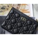 Dior CARO ZIPPED POUCH WITH CHAIN Supple Cannage Calfskin Black High