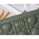 Dior CARO ZIPPED POUCH WITH CHAIN Supple Cannage Calfskin Green High