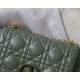 LARGE Dior CARO BAG Quilted Macrocannage Gold Metal Calfskin Green High