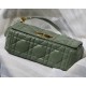 LARGE Dior CARO BAG Quilted Macrocannage Gold Metal Calfskin Green High