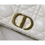 LARGE Dior CARO BAG Quilted Macrocannage Gold Metal Calfskin White High