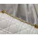 LARGE Dior CARO BAG Quilted Macrocannage Gold Metal Calfskin White High