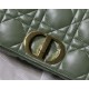 MEDIUM Dior CARO BAG Quilted Macrocannage Gold Metal Calfskin Green High