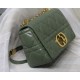 MEDIUM Dior CARO BAG Quilted Macrocannage Gold Metal Calfskin Green High