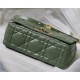 MEDIUM Dior CARO BAG Quilted Macrocannage Gold Metal Calfskin Green High