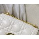 MEDIUM Dior CARO BAG Quilted Macrocannage Gold Metal Calfskin White High