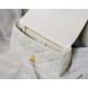 MEDIUM Dior CARO BAG Quilted Macrocannage Gold Metal Calfskin White High