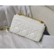 MEDIUM Dior CARO BAG Quilted Macrocannage Gold Metal Calfskin White High