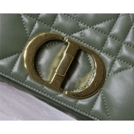 SMALL Dior CARO BAG Quilted Macrocannage Gold Metal Calfskin Green High