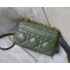 SMALL Dior CARO BAG Quilted Macrocannage Gold Metal Calfskin Green High