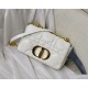 SMALL Dior CARO BAG Quilted Macrocannage Calfskin White Gold Metal High