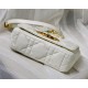 SMALL Dior CARO BAG Quilted Macrocannage Calfskin White Gold Metal High