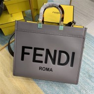 MEDIUM Fendi SUNSHINE Leather Shopper Grey High