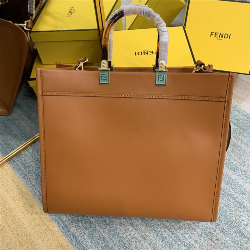 MEDIUM Fendi SUNSHINE Leather Shopper Brown High