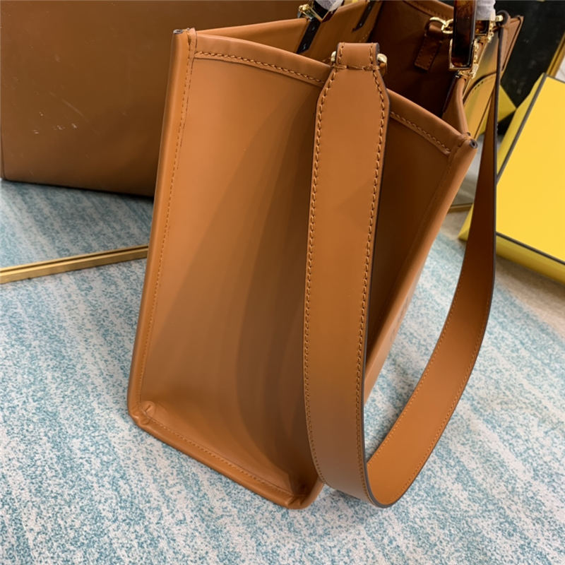 MEDIUM Fendi SUNSHINE Leather Shopper Brown High