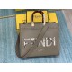 MEDIUM Fendi SUNSHINE Leather & Elaphe Shopper Grey High