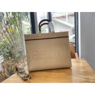 MEDIUM Fendi SUNSHINE Canvas Shopper Beige High