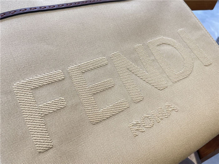 MEDIUM Fendi SUNSHINE Canvas Shopper Beige High