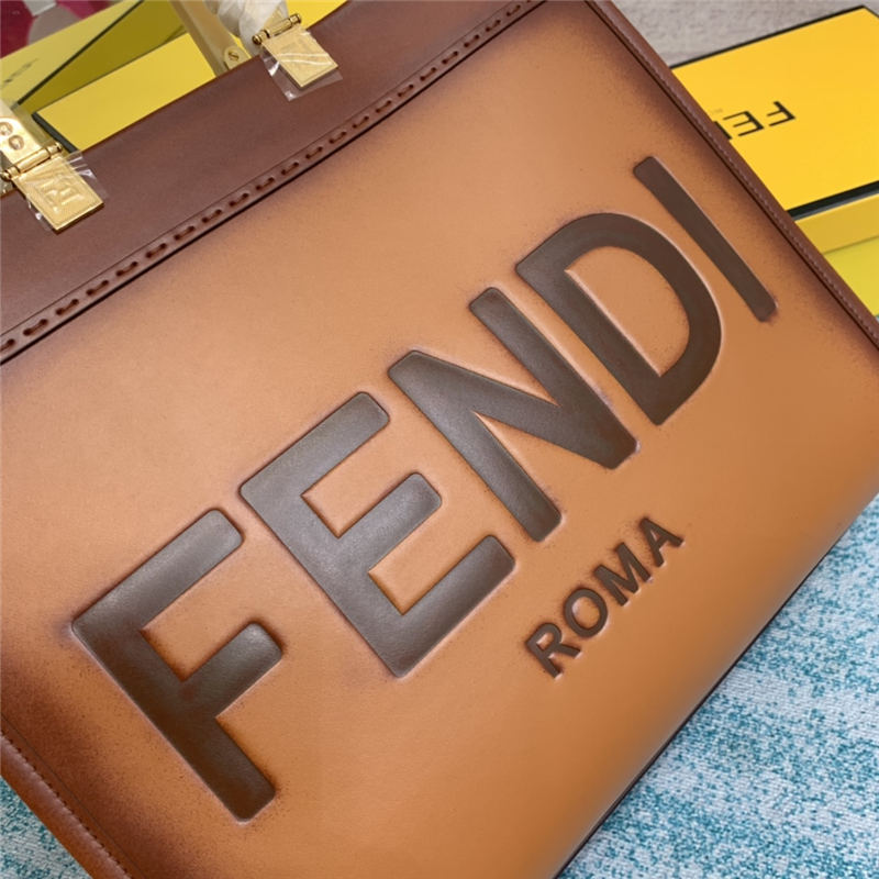 MEDIUM Fendi SUNSHINE Leather Shopper Caramel-Blush High