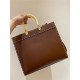 MEDIUM Fendi SUNSHINE Leather Shopper Brown High