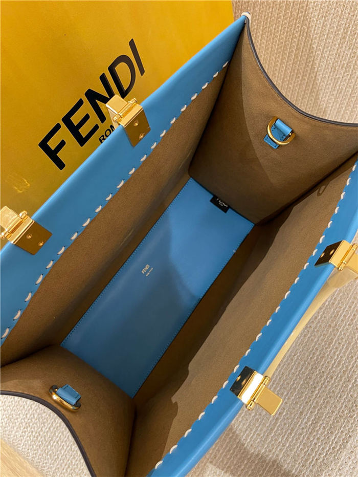 MEDIUM Fendi SUNSHINE Leather Shopper Blue High