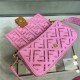 BAGUETTE canvas bag with FF embroidery Pink High