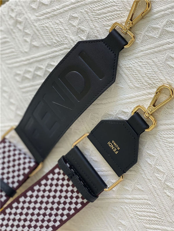 Fendi STRAP YOU check ribbon shoulder strap Coffee High