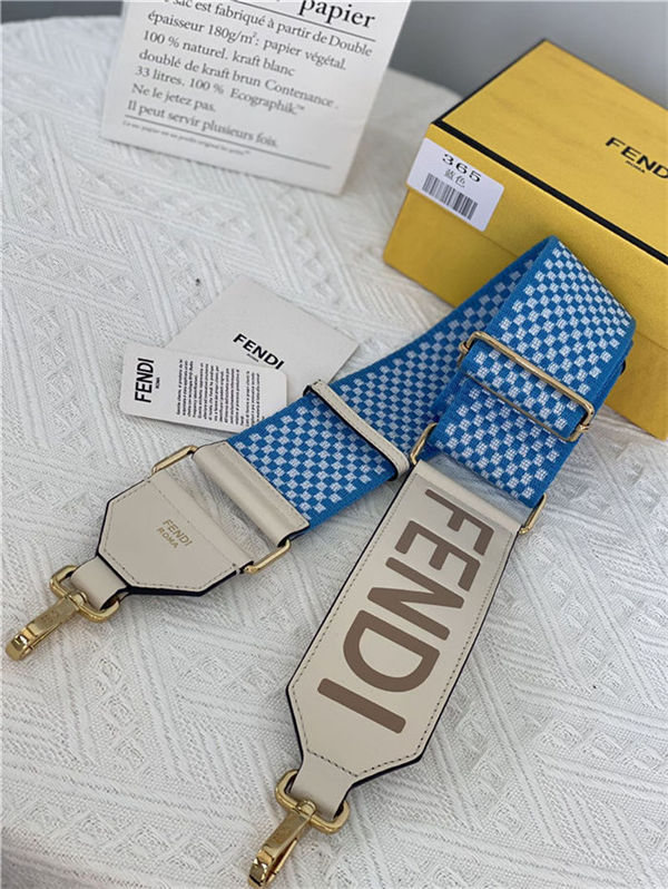 Fendi STRAP YOU check ribbon shoulder strap Blue High