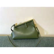 Fendi First Small Leather Bag Dark Green High