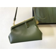 Fendi First Small Leather Bag Dark Green High