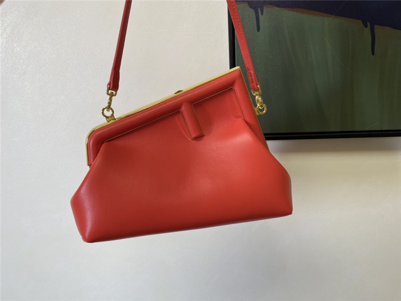 Fendi First Small Leather Bag Orange Red High