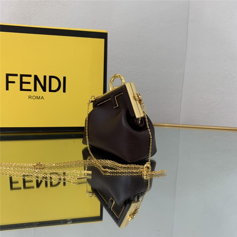 Nano Fendi First Charm Leather Coffee High