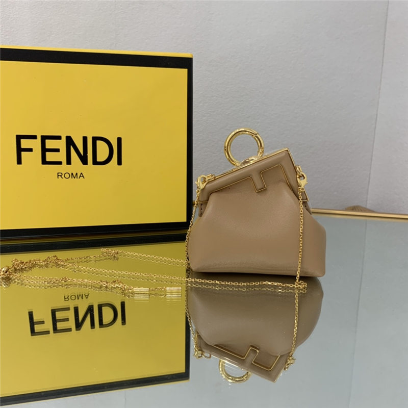 Nano Fendi First Charm Leather Beige High