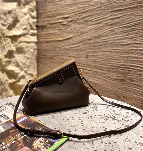 Fendi First Small Leather Bag Coffee High