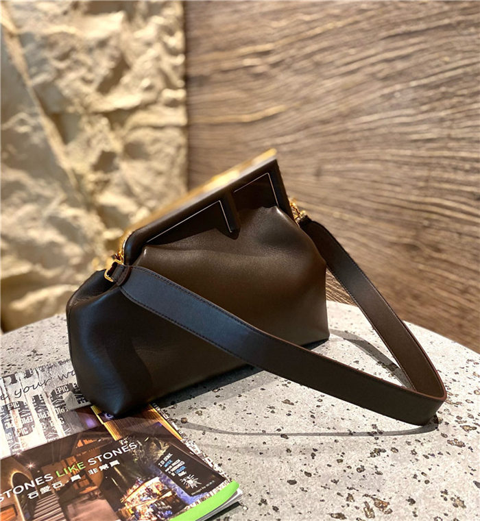 Fendi First Medium Leather Bag Coffee High