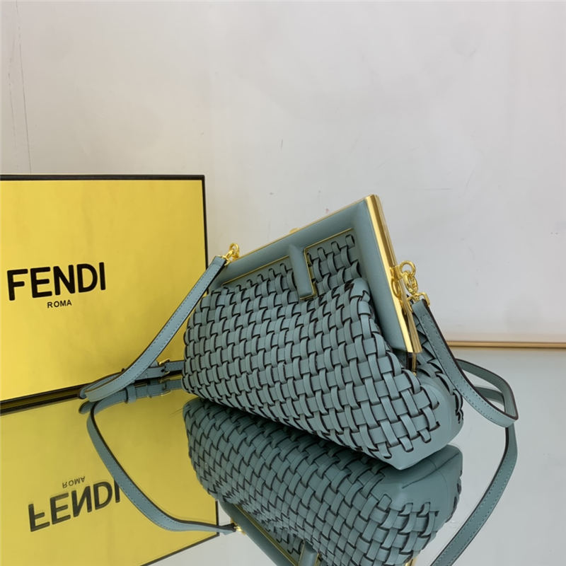 Fendi First Small Braided Leather Bag Green High