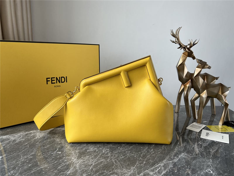 Fendi First Medium Leather Bag Yellow High