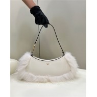 Fendi O’Lock Swing leather and fox fur pouch High