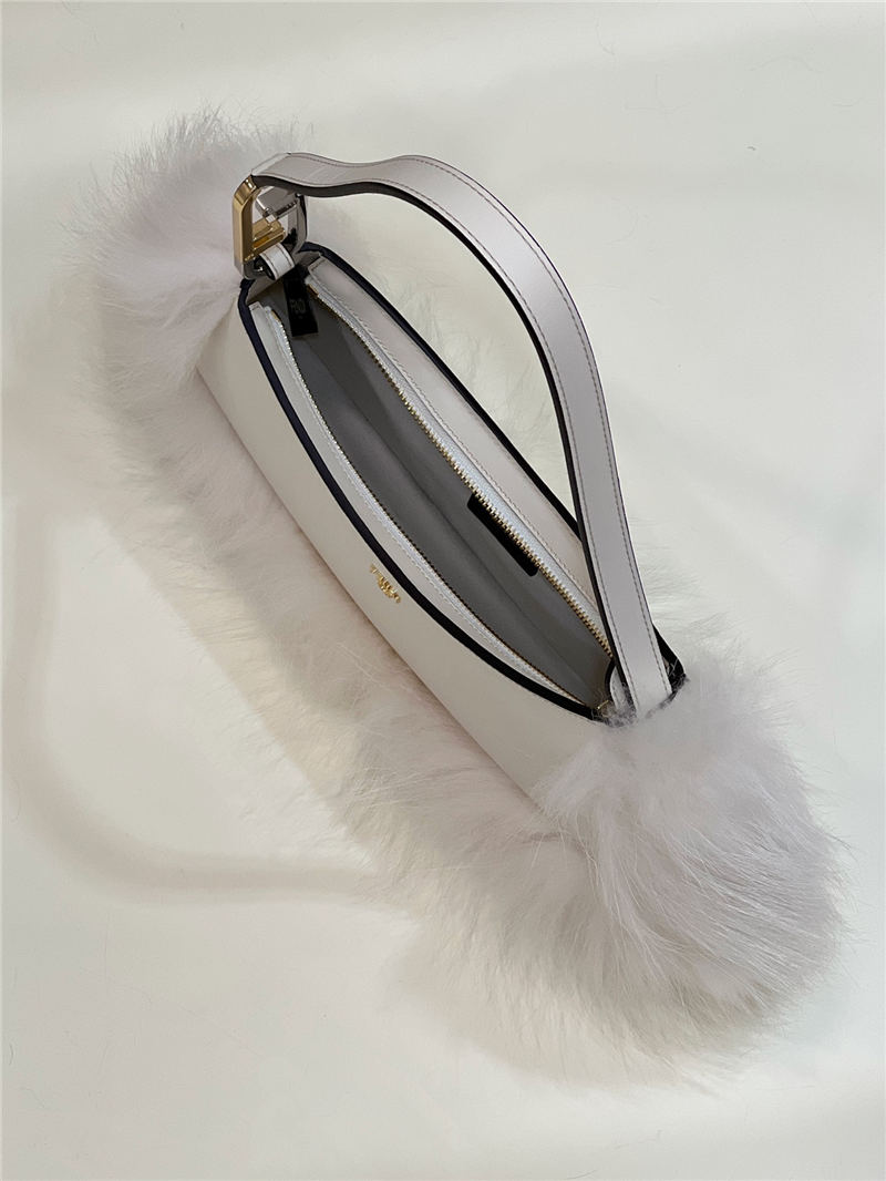 Fendi O’Lock Swing leather and fox fur pouch High