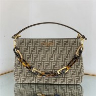 Fendi O’Lock Zipper tapestry fabric bag High