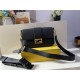 BAGUETTE grain leather bag black Gold-Metal High