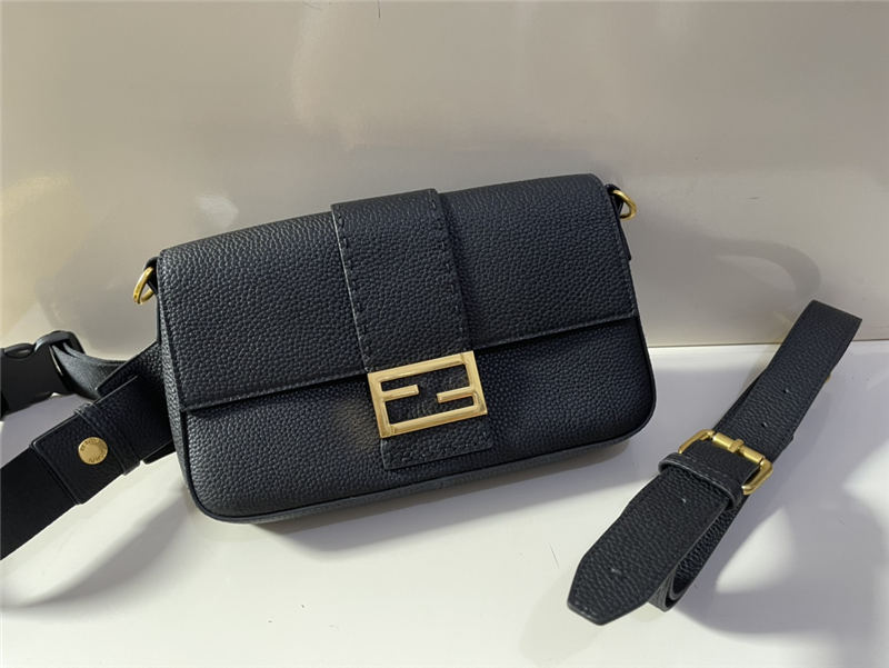 BAGUETTE grain leather bag black Gold-Metal High