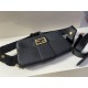 BAGUETTE grain leather bag black Gold-Metal High