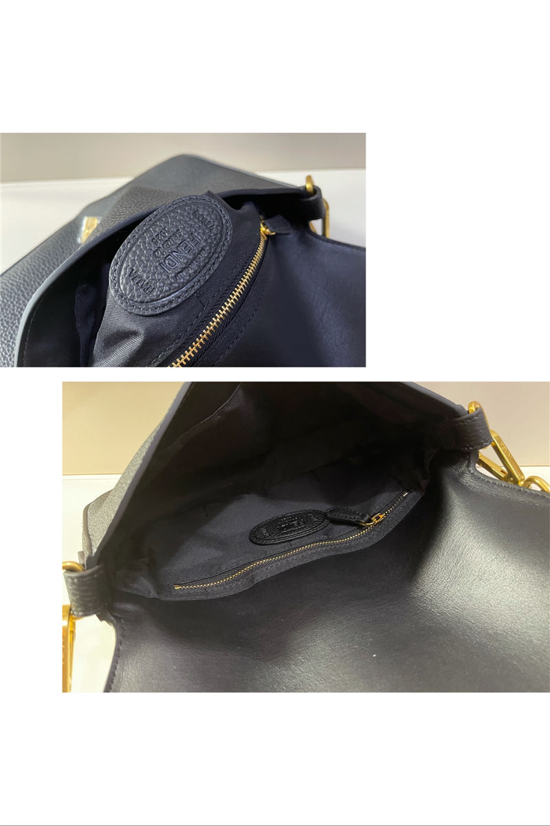 BAGUETTE grain leather bag black Gold-Metal High