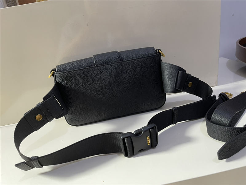 BAGUETTE grain leather bag black Gold-Metal High