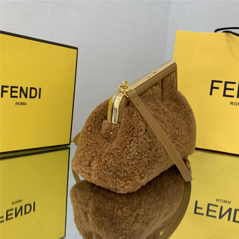 Fendi FIRST SMALL sheepskin bag Brown High