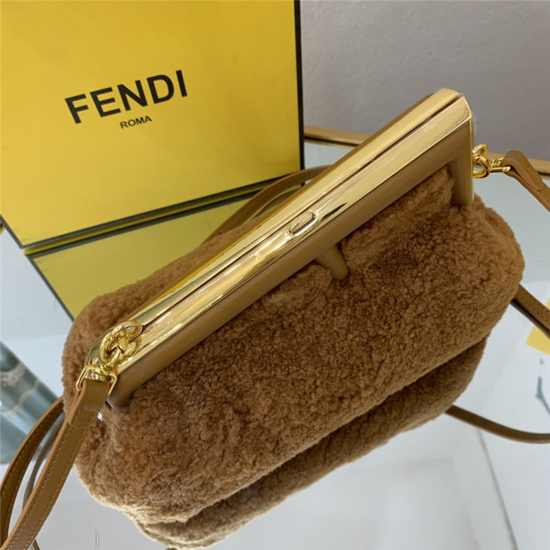 Fendi FIRST SMALL sheepskin bag Brown High