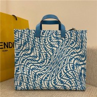 Fendi SHOPPER glazed canvas bag Blue High