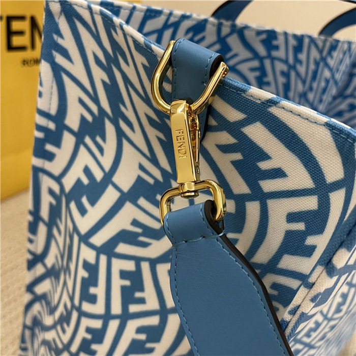 Fendi SHOPPER glazed canvas bag Blue High